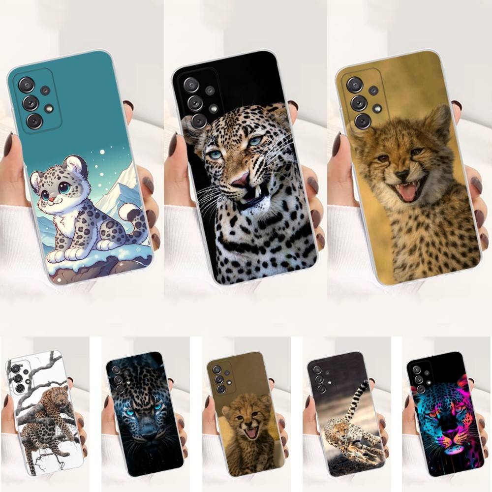 Крутой Леопард Для Samsung A51,30,71,S9,Ultra,Lite,S23,22,21,Plus,10,20,FE, Прозрачный, Силиконовый Чехол