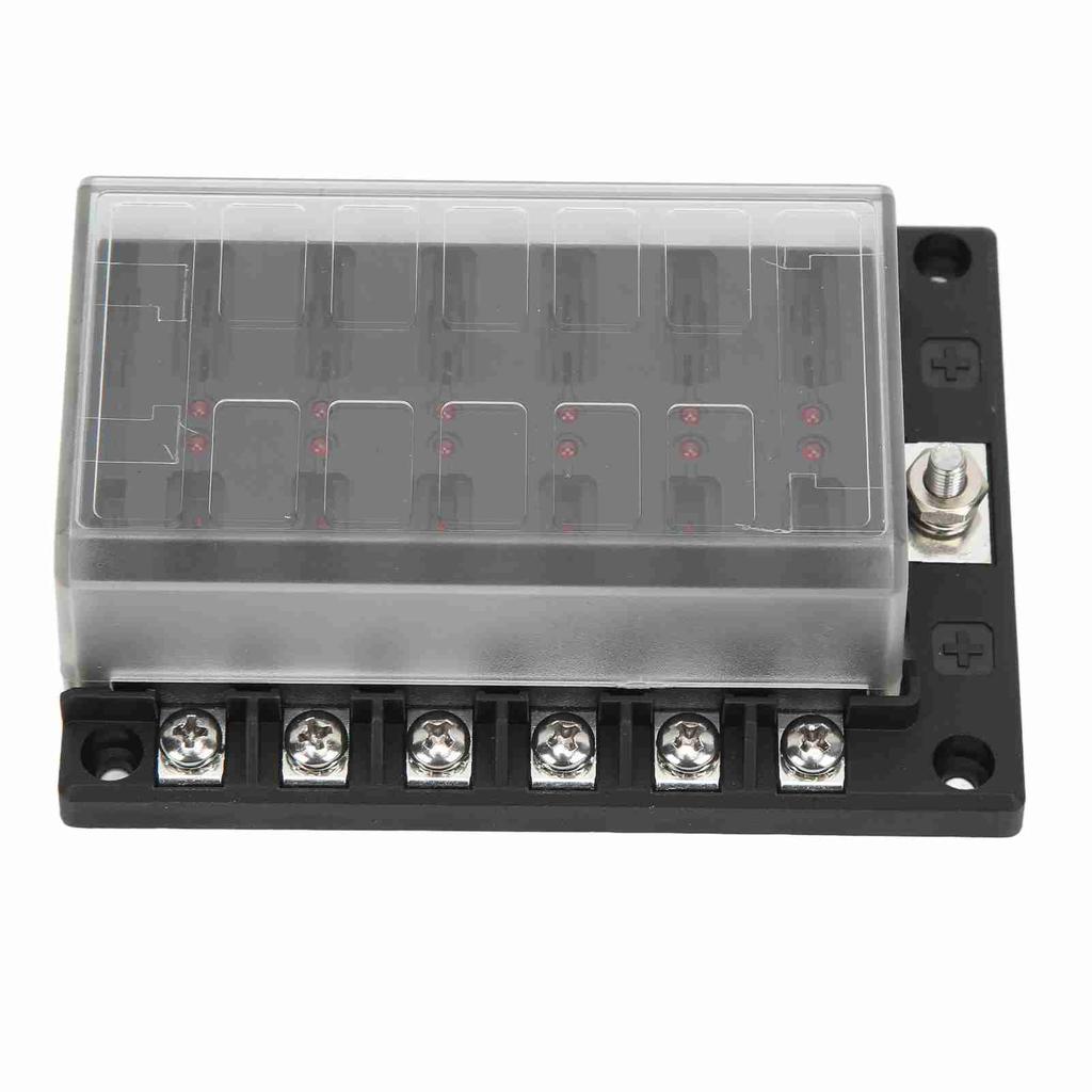 Universal 1 In 12 Out Fuse Holder Electrical Fuse Box 10‑32V with LED Warning Indicators for Car Boat RV
