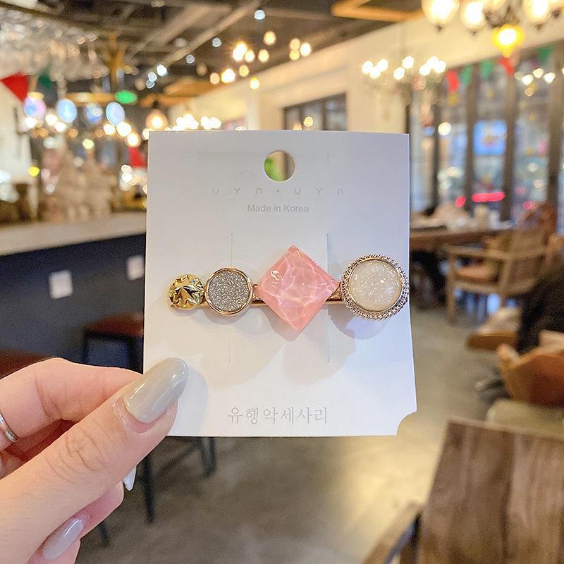 Корейская шпилька для волос со стразами и жемчугом для женщин: Элегантная боковая заколка для челки