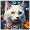5d DIY Diamond Painting Cross Stitch Watercolor White Cat Flower Diamond Embroidery Mosaic Full Round Drill Home Decor Arts