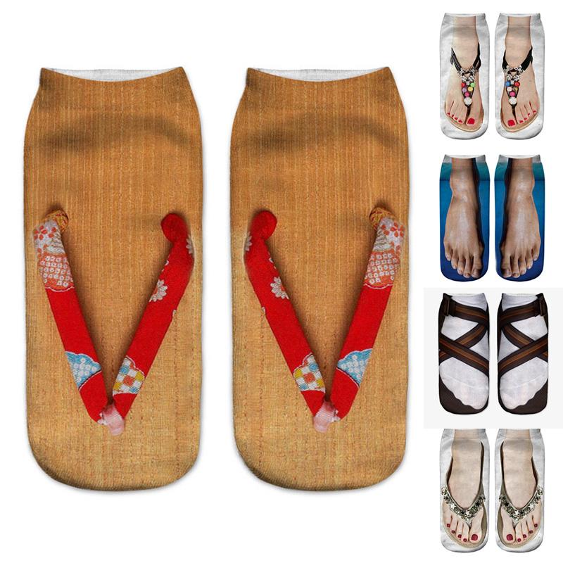 Симпатичные 3D носки со следами, женские кавайные хлопковые носки до щиколотки для девочек