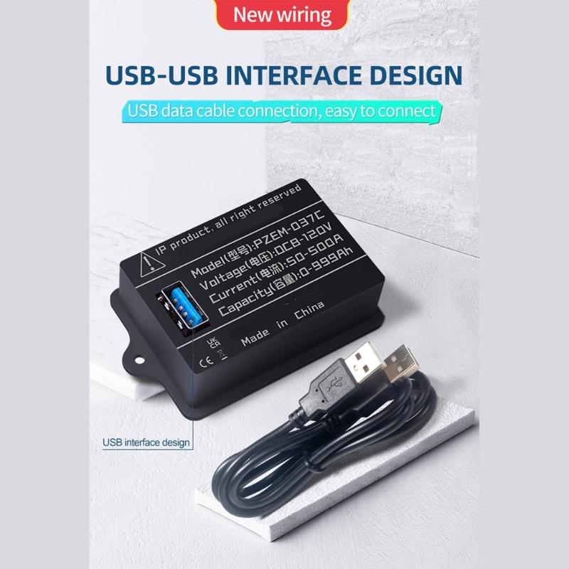 Высокоточный 36В 24В счетчик кулонов для аккумулятора с USB-кабелем питания для точных показаний напряжения и тока