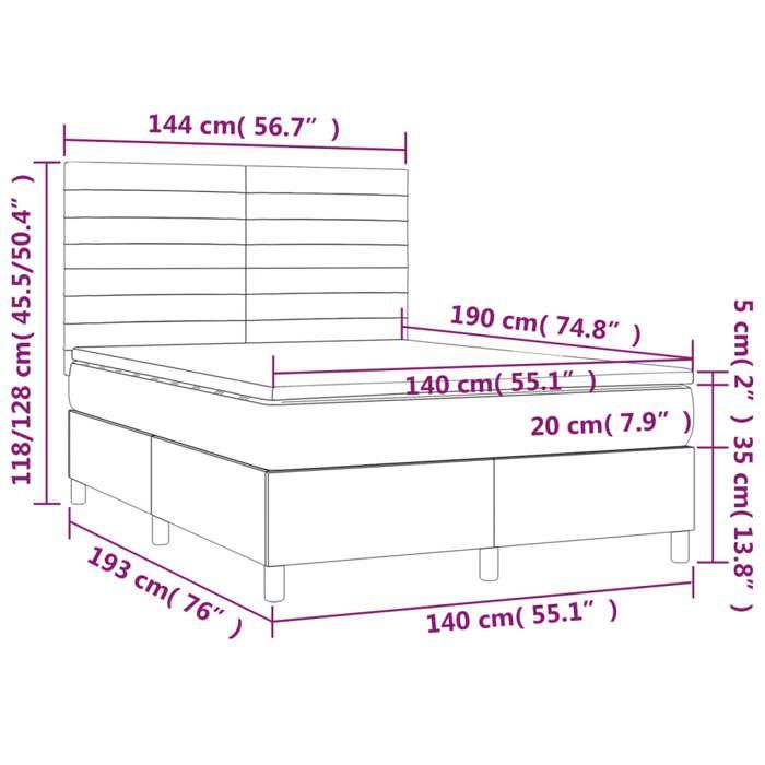 VidaXL Slat Bed Base with Mattress and LEDs, Upholstered Bed, Double Bed, Adult Bedroom Interior Bed, 3135509