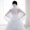 Women Double Layer Lace Bridal Veil with Anti-slip Comb Sequins Edge Tulle Veil Bride Hair Accessories