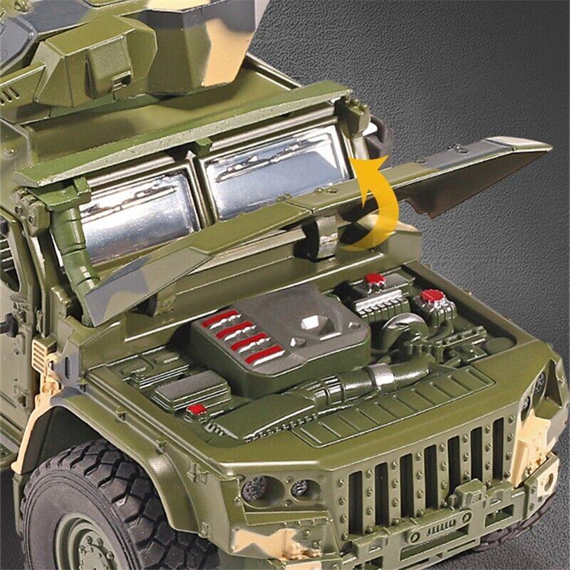 1/32 Scale Alloy Tiger Armored Military Truck Model Diecast Off-road With Sound and Light For Kids Toy