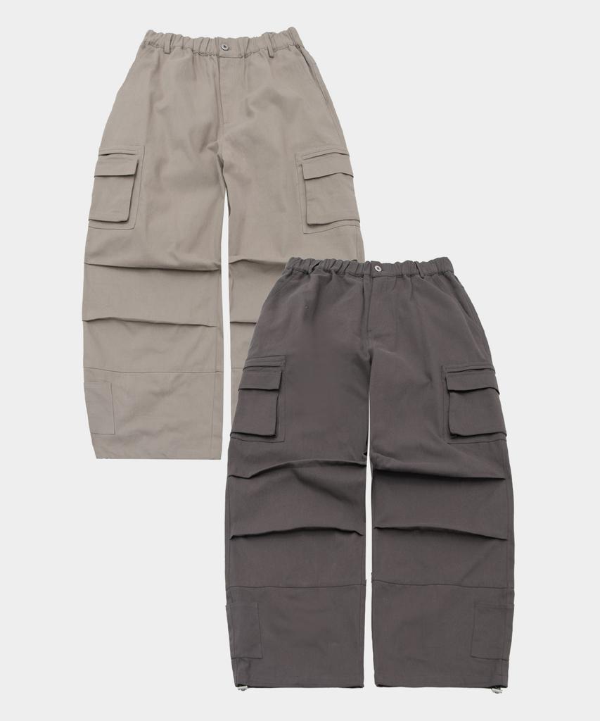 PLACESTUDIOMAN Брюки-карго с множеством карманов, плиссировкой, эластичной хлопковой тканью и завязками_2 цвета