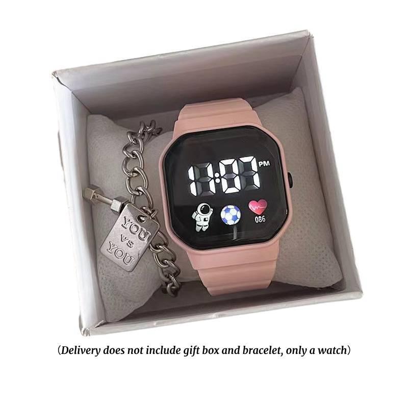 Модные Спортивные Женские Часы с Квадратным Циферблатом Водонепроницаемые Светодиодный Цифровой Дисплей Водозащита 30 м