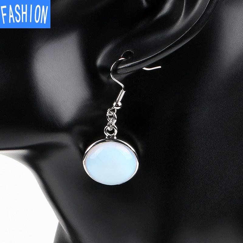 Простые стильные круглые серьги, модные серьги с натуральными кристаллами, женские серьги с рыболовным крючком