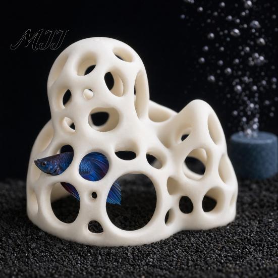 Натуральный подводный пейзаж 3D-печатная пещера для аквариумных креветок, Полый грот-укрытие для аквариума, Безопасное укрытие для петушков, для пряток, отдыха, Аксессуары