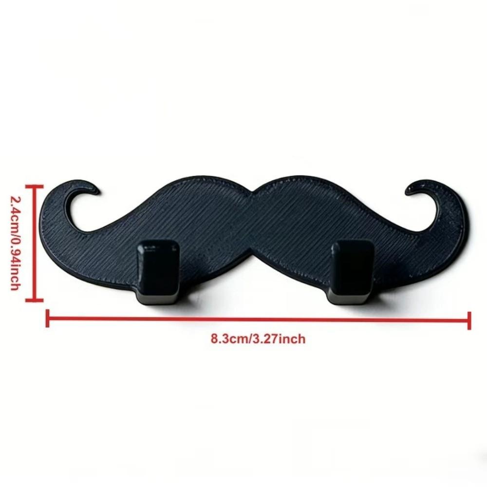 3pcs Self-adhesive Wall Mount Hook 3D Printed Wall Hanger Holder Beard Shape Hook Bedroom