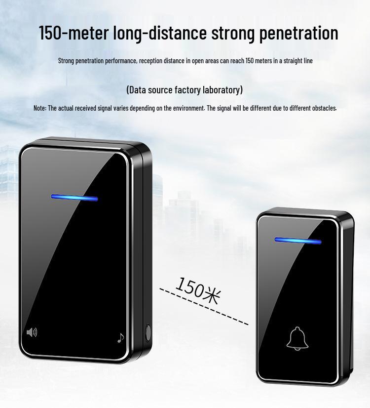 Wireless Smart Doorbell with Generator and Plug-in, Long-Range Remote Control, Elderly Call Button for Home Use