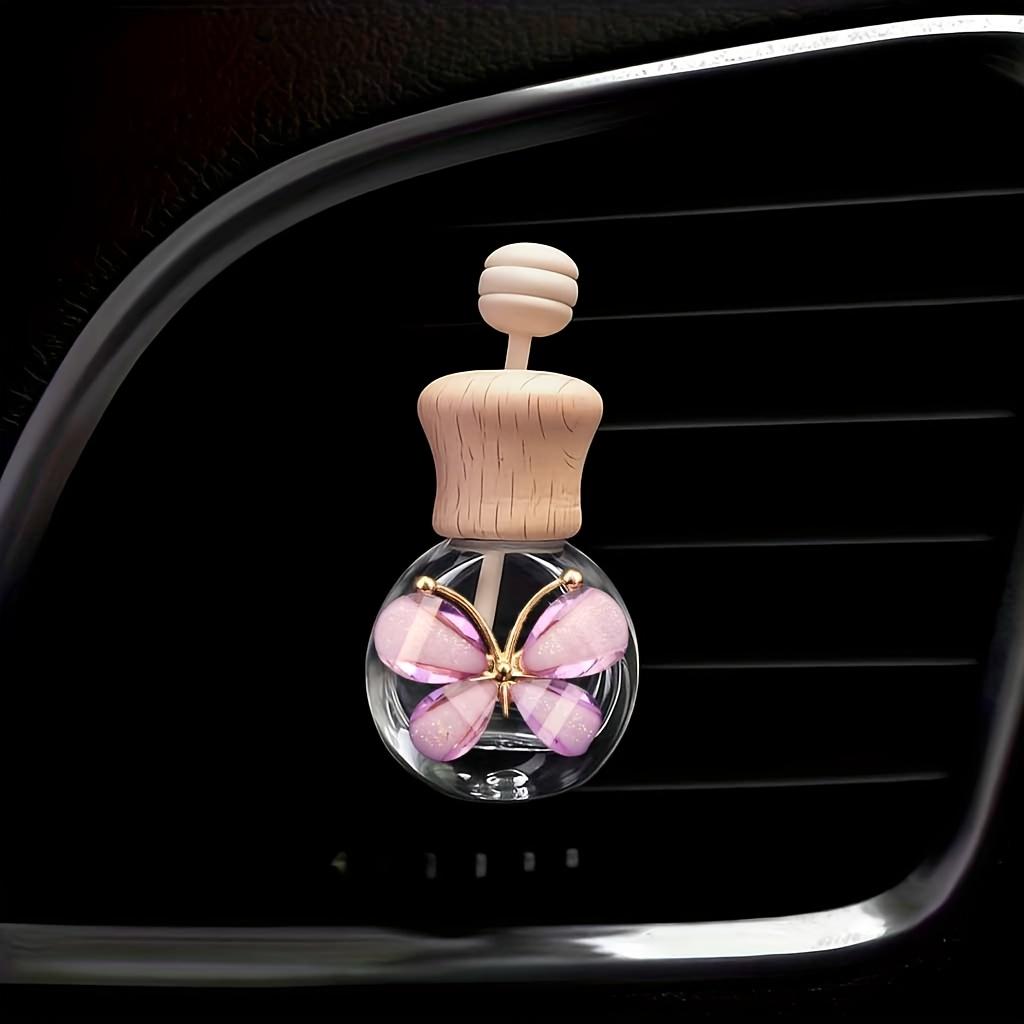 1pc Car Butterfly Glass Bottle, Reusable Car Essential Oil Diffuser, Empty Glass Bottle Pure Decoration Car Accessories