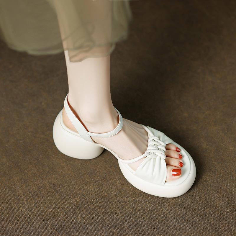 2025 новые желтые туфли на толстой подошве с сандалиями женская летняя одежда удобные высокие каблуки женские толстые каблуки