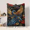 1pc Phoenix Feather Blanket, Lightweight Flannel Throw For Sofa, Bed, Travel, Camping, Livingroom, Office, Couch, Chair