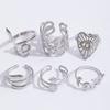 Fashionable stainless steel ring with a simple hollow geometric design, suitable for stacking, a versatile casual choice, ideal for holiday gifts