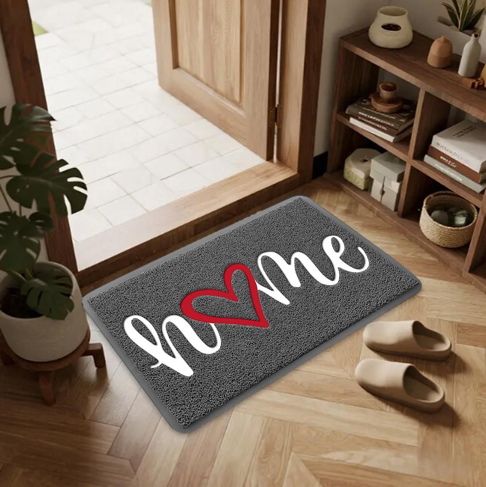 Welcome Home Carpet Mat Rug - Heart Pattern Non-Slip Door Mat Entrance Floor Decor for Living Room Home Decoration  Doormat