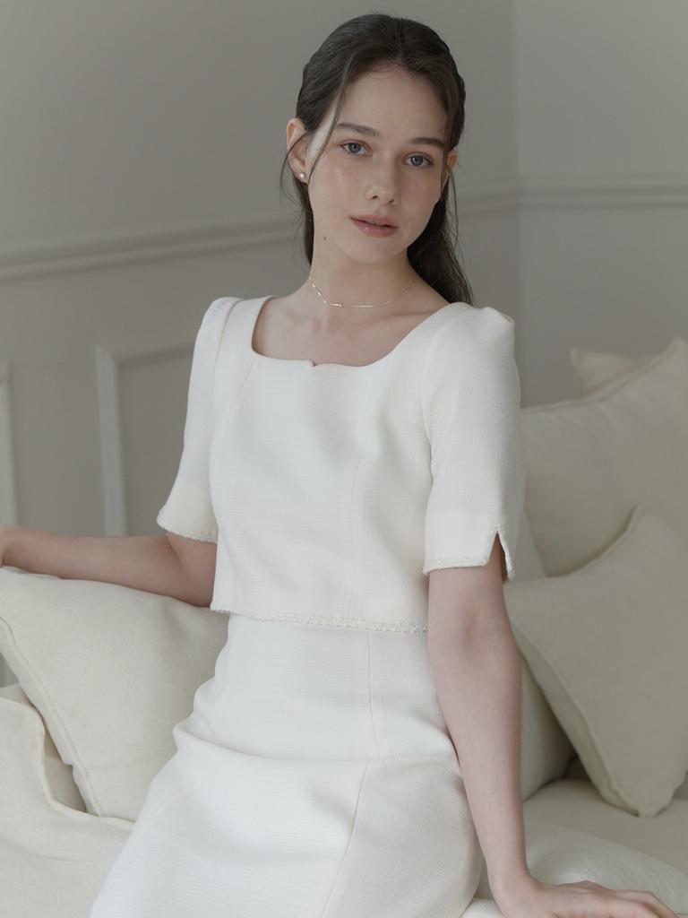 Peulomdeimomeonteu From Layered Tweed Dress_Cream