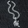 Animal Lion Full Diamond Dragon Beard Chain, Men's Hip Hop Style Personality Pendant Necklace