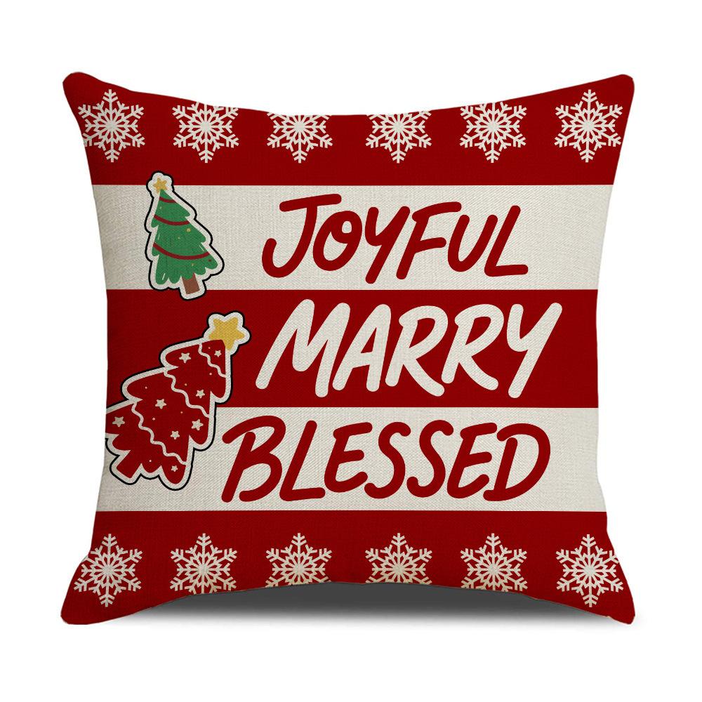 Рождественская декоративная льняная наволочка с узором Санта-Клауса и снеговика, создающая праздничную атмосферу, украшение для дома, наволочка