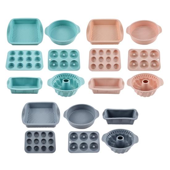 6Pcs Silicone Baking Mold Set for Oven Air Fryer Square Donut Muffin Toast Bread Mold Non-Stick Easy-Release Essential Home Baking Kit
