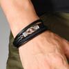 Мужской кожаный браслет в ретро-стиле с кольцевой пряжкой из цинкового сплава, ручной работы и многослойный