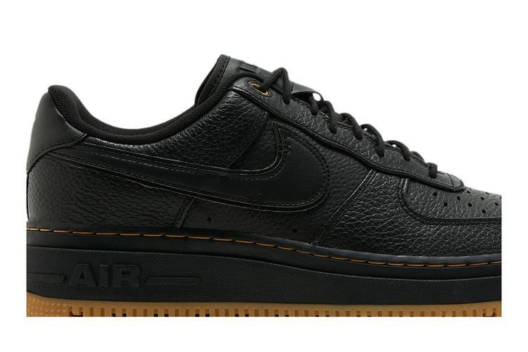 Мужские кроссовки Nike Air Force 1 Low Luxe Черный с коричневой подошвой Черный/Черный-Загар-Желтый