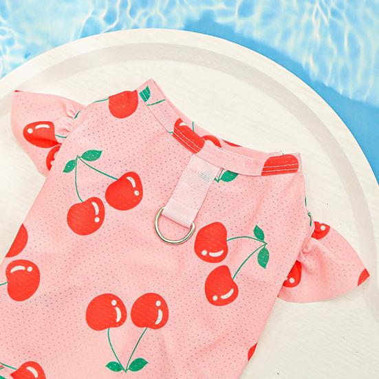 Cherry/Flower Printed Dog Dress Summer Pet Princess Skirt for Small Medium Girl Dogs Cats Cute Pet Apparel for Birthday Party