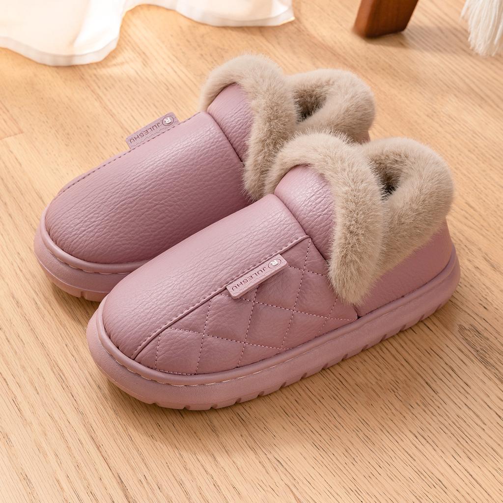 Waterproof cotton slippers women's autumn and winter new indoor home thermal bag and thick-soled non-slip cotton shoes men's outer wear