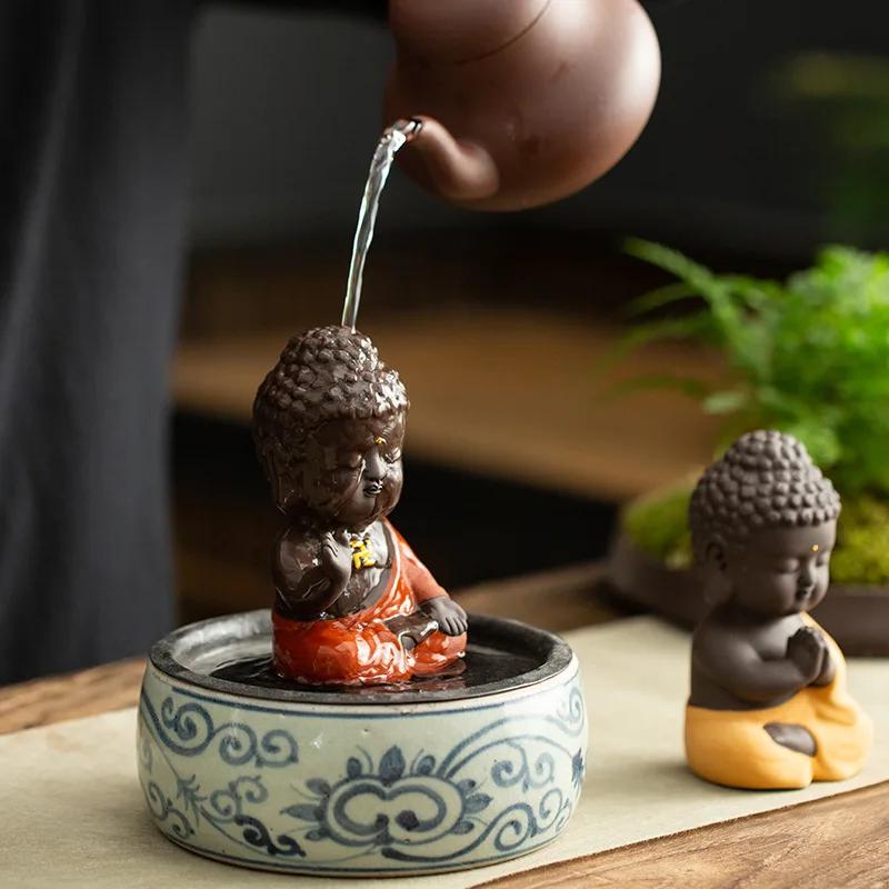 Фигурка Будды Шакьямуни из керамики ручной работы, Дзен украшение для чайного столика и домашнего декора, Декор для автомобиля, Сидящая статуя, Вдохновленный Дзен подарок