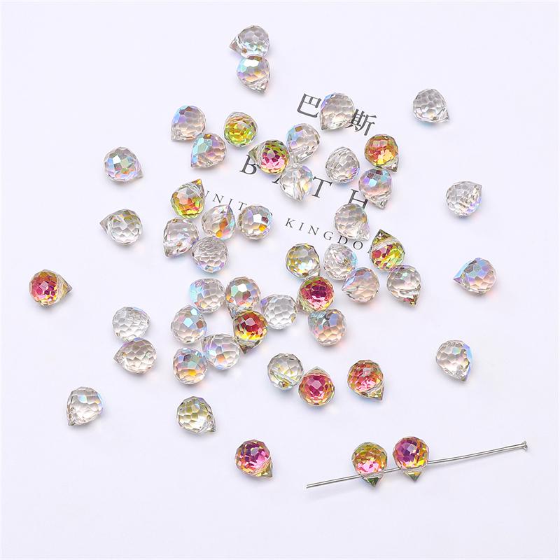 10 шт., хрустальные стеклянные бусины с каплями воды, граненые свободные бусины-разделители для самостоятельного изготовления ювелирных изделий, браслетов и ожерелий