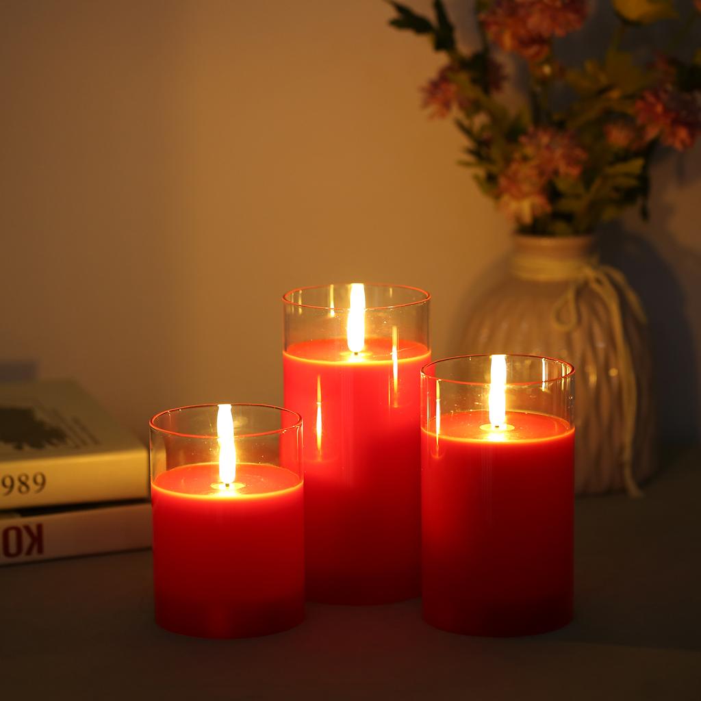 3PCS Flickering Flameless Candle Lights Kit with Controller Dynamic& Constant Bright Lighting