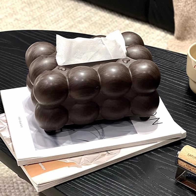 Retro Imitation Walnut Pattern Tissue Box Luxury Creative Plastic Household Napkin Box Living Room Advanced Sense Paper Box