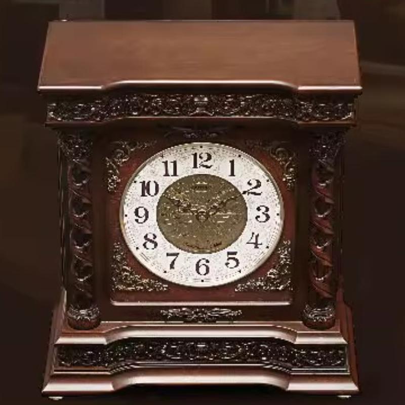 Настольные часы из массива дерева Ретро Бесшумные Ежечасный бой Настольные часы Эстетика Элегантные Уникальные Часы Декор для стола в гостиной