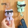 1 Pair Home Hook Organizer Cartoon Cat Style DIY Round Hook Waterproof Moisture-Proof Kitchen Hanger