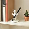 Black White Desk Ornament 3D Printed Funny Figure Pen Holder, Humanoid Cute Organizer for Pencils Pens, Unique Tabletop Decor Office Home Personalized