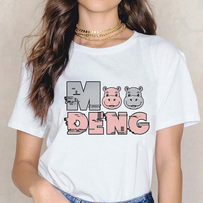 Funny Baby Hippo Moo Deng Tshirt Women Men Fashion T-shirt Streetwear Kawaii Cartoon T Shirt Harajuku Y2k Tee Tops Mange Clothes