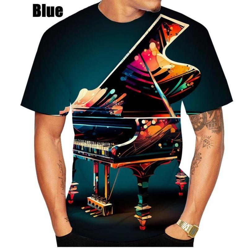 Модная футболка с 3D-принтом, ноты фортепианной музыки, головокружение, гипнотический, забавная футболка с коротким рукавом, топы для мужчин/женщин