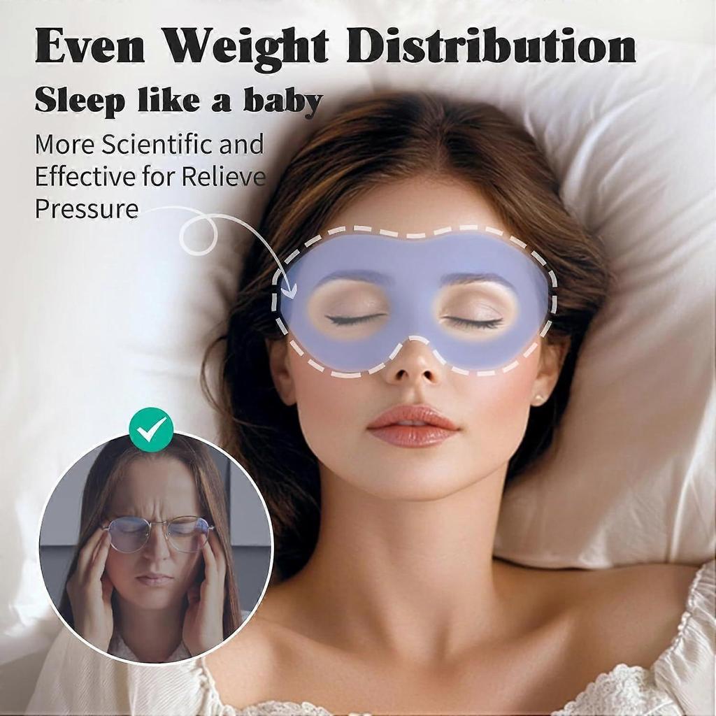 Weighted Sleeping Eye Mask, Blackout 3D Contour Sleeping Eye Mask with Adjustable Straps, Unisex, Memory Foam, Gentle Pressure Relief Comfort Ey