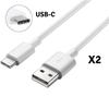 [Compatible Samsung Galaxy NOTE 8 - NOTE 9] Lot 2 Cables Type USB-C Charger White Micro USB Port 1 Meter [Phonillico®]