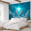 2D Christian Cross Photography Backdrop, Hands and Blue Sky Studio Background