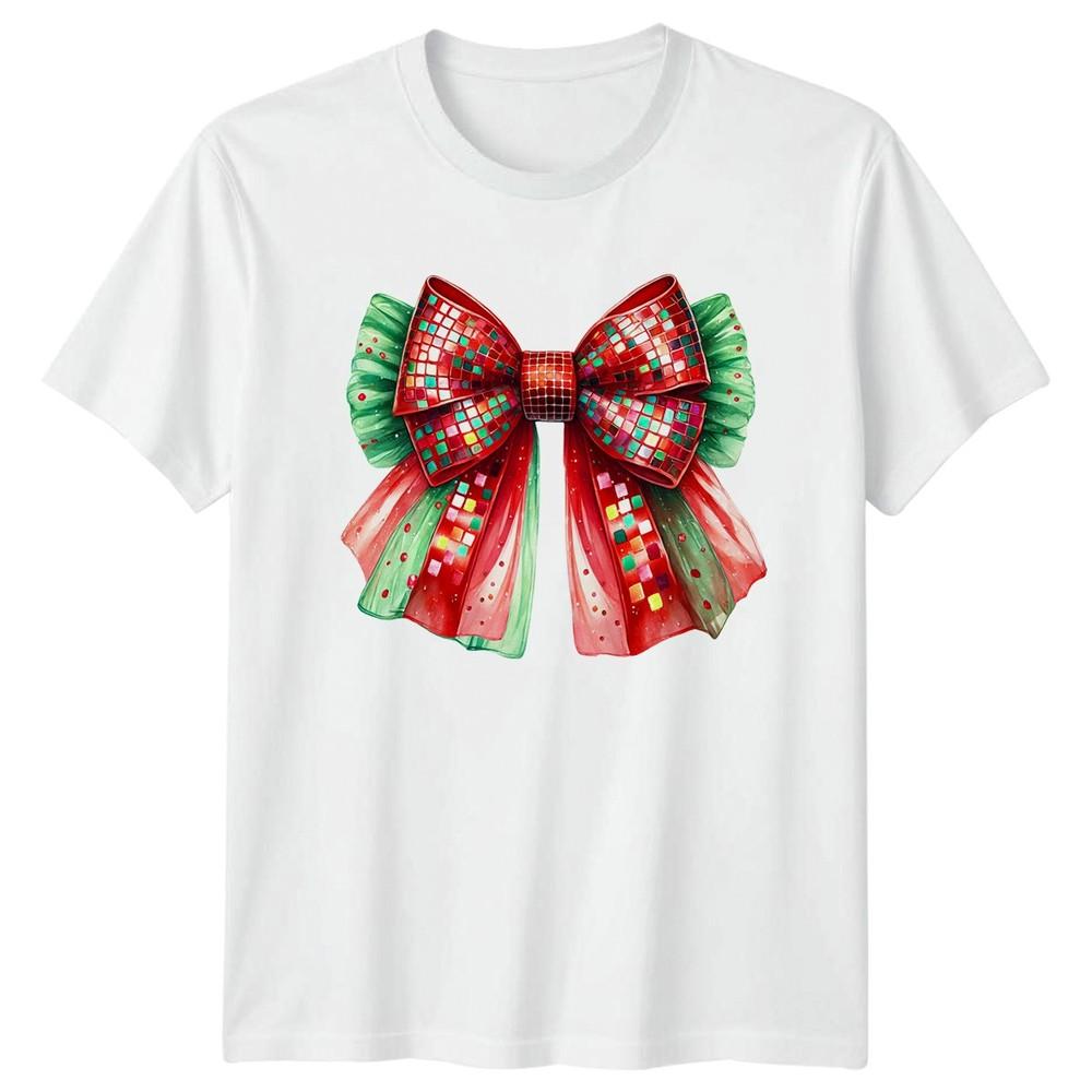Festive Christmas Bow Holidays Unisexs TShirt Unisexs Tee Graphic Unisex Top