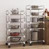 Thickened Wrought Iron Floor-Standing Kitchen Rack: Multifunctional, Movable Pot and Storage Shelves