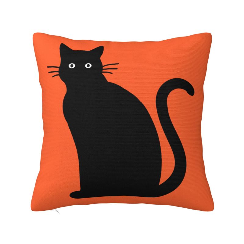 Cartoon Black Cat Cushion Cover Soft Nordic Throw Pillow Home Decoration
