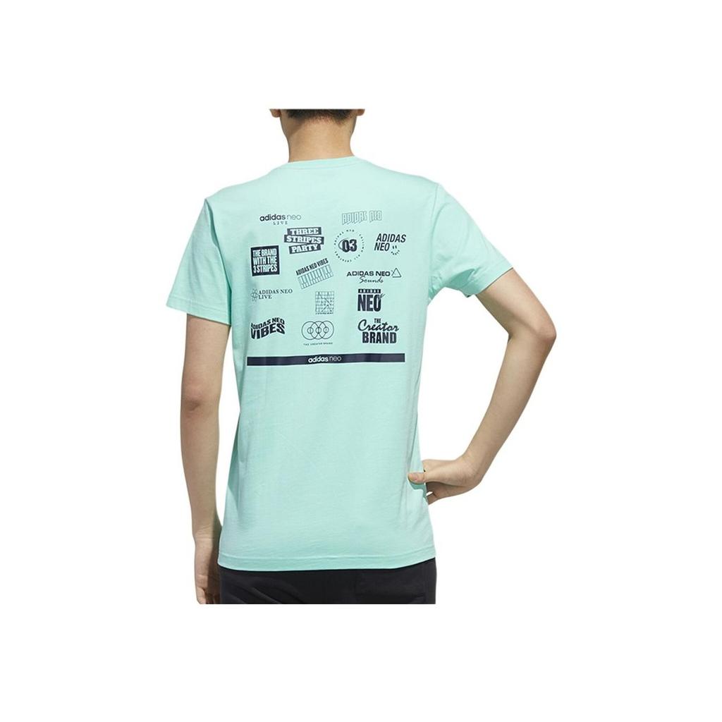 Adidas Neo Round Neck Comfortable Soft Breathable Short Sleeve T-Shirt Men Tops Mint-Green FP7353