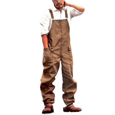 Мужской однотонный свободный повседневный рабочий комбинезон большого размера на бретелях