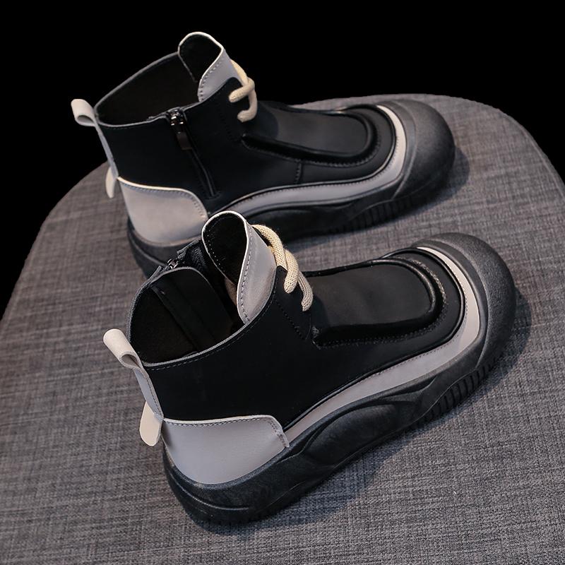 TUINANLE Женская весенняя обувь. Высокие кроссовки на молнии. Черные туфли. Женские прогулочные массивные кроссовки.