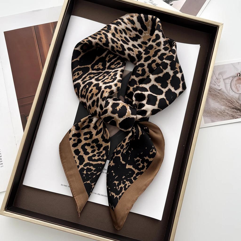 Роскошный женский атласный шейный платок с цветочным принтом, квадратный платок для волос, фуляр, повязка на голову, шали, обертывания, шейный платок, бандана, женский