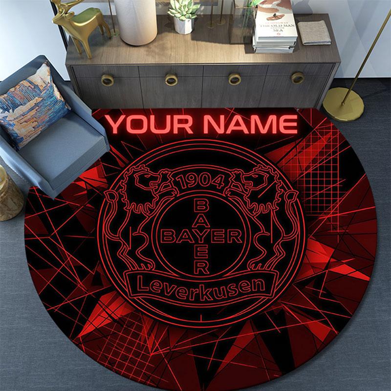 Custom Name,Bayer 04 pattern round rug,Carpet Rug for Living Room Bedroom Playroom ,Non-slip Floor Mat,Holiday Gifts and Birthday Gifts.