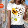 Fashion Women Creative Animals Butterflies Sunflowers Print T Shirt Funny Casual O-neck Short Sleeves T-shirt Summer Female Tee Shirt