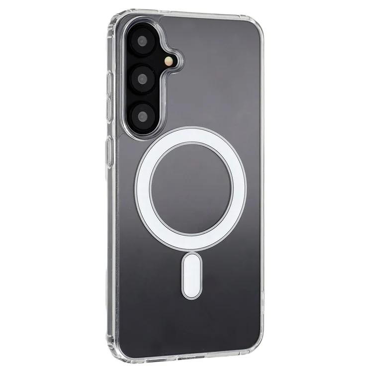 WANLONFENG LM Series For Samsung Galaxy S25+ Magnetic Case Crystal Clear TPU+Acrylic Phone Cover with Screen Film (Big Lens Hole)